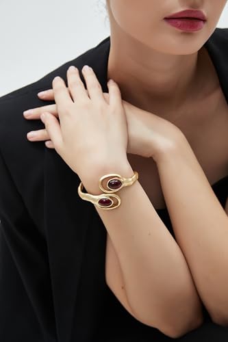 Chunky Gold Bracelet Trendy Gold Cuff Bracelets for Women Statement Silver Arm Cuffs Bangles Arm Punk Jewelry Accessories - style: Chunky Cuff
