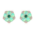 CiNily Flower Earrings,Opal Stud Earrings Sterling Silver or White Gold/Rose Gold Plated Ladies Flower Stud Earrings Cute Unique Earrings for Girls - color: green