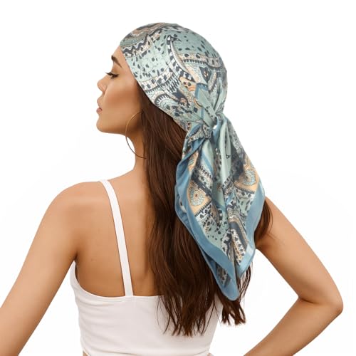 RIIQIICHY Women Head Hair Scarf Like Satin Silk Scarf Sleeping Hair Wrapping Night 27.5" - color: C011