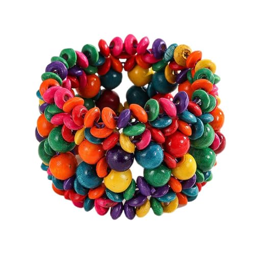 Boho Wide Chunky Colorful Wooden Thick Shell Elastic Stretch Bracelet Handmade Bohemia Summer Beach Vacation Adjustable Lightweight Wood Wristband Jewelry for Women - color: colorful