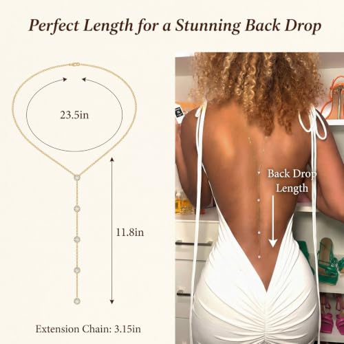 Back Necklace for Backless Dress Body Chain Jewelry for Women Adjustable Rhinestone Chain Necklace Bridal Jewelry for Weddings Summer Vacation - color: A2:body chain