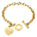 Emibele Heart Charm Bracelet for Women, Bible Verse Bracelet Stainless Steel 18K Gold Plated Bracelet Love Pendant Link Chain OT Clasp, Birthday Christmas Jewelry Gift for Mother Her - color: 14K Gold Heart