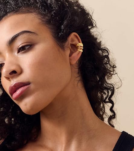14K Gold/Silver Plated Ear Cuffs Set Dainty Clip Piercing Stack Small Cartilage Hoop Huggie Trendy Tarnish Hypoallergenic Jewelry Gift - style: gold style 2