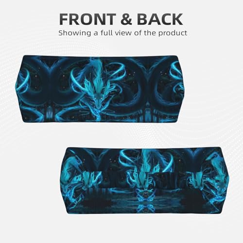 Black and Gold Swirl Liquid Ink Marble Workout Headbands Fashion Sports Sweatbands Yoga Hairbands for Fitness Athletic Non Slip Wicking Headscarf for Men Womens Girls Summer Accessories Elastic Bands - color: Blue Dragon