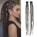 Clip in braids, 2PCS 16Inch Dreadlock Extensions with Beads & Chains, Viking Boho Braids for Cosplay, Renaissance Festival, Daily Styling (Dark Brown Mix, 16 Inch) - color: Dark Brown Mix