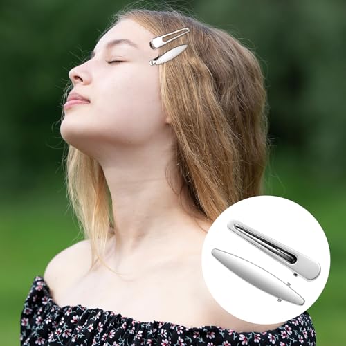 24pcs Cute Metal Hair Clips, 12 Styles Silver Hair Clip Alligator Barrettes, Rectangle Wavy Non-Slip 2000s Hair Accessories for Women Daily, Party