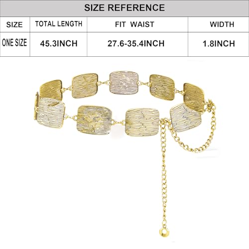 Luvatar Fashion Metal Waist Chain Belt Blouse Dress Sweater Chain Belt… - color: Gold-t72