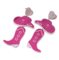Western Cowboy Style Pink Heart Hat & Boot Acrylic Earrings Boho Festival Stackable Jewelry for Women - color: B