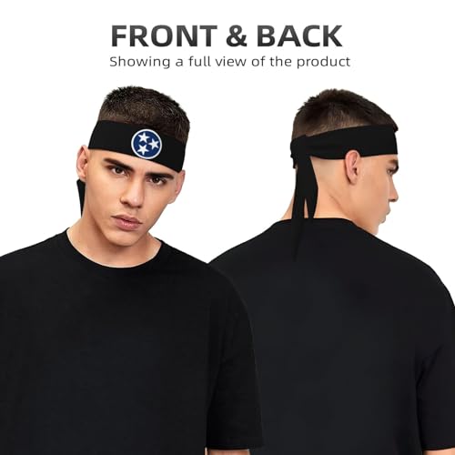 Sports Head Tie Westie Dogs Beach Summer Tropical Tie Sweatband Headband Men Women Elastic Bandana Adjustable Non-Slip Moisture Wicking for Running Football Yoga Workout Athletic Hair Ninja Head Band - color: Tennessee Tri Star Flag
