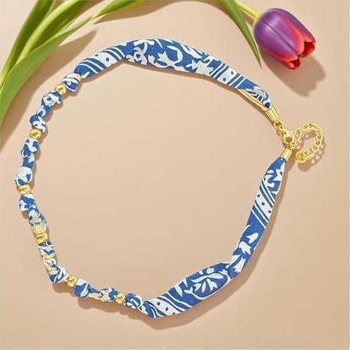 Scarf Necklace with Charm Gold Starfish Chunky Cross Heart Flower Pendants Bandana Charm Necklace Western Scarf for Women Boho Cowgirl Country Cowboy Accessories Beach Vacation Vacation Outfits Jewelry - color: C1-Scarf Necklace