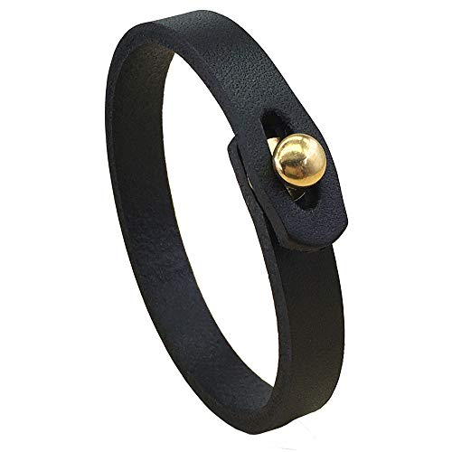 Mens Genuine Leather Bracelet - Handmade Adjustable Leather Cuff Bracelet punk Style leather wrap Wristband for Men - color: A-Black