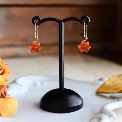 Boho Flower Dangle Earrings for Women Long Drop Resin Acrylic Tiered Petal Statement Earrings Handmade Lightweight Vintage Floral Chunky Drop Jewelry - color: Brown