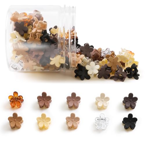 Mini Flower Hair Clips 100Pcs, Small Hair Clips Mini Claw Clips Cute Jaw Clips Hair Pins Hair Barrettes Hair Accessories for Women Girls Kids Teens - color: Neutral