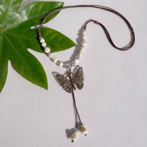 Boho Style Colorful Ceramic Bead Strand Necklace Adjustable Bohemian Jewelry Gift for Women, Fashion Clothing Matching Necklace - color: White