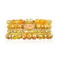 RIAH FASHION Bohemian Acrylic Druzy Multi-Layer Bead Statement Bracelet - Versatile Faux Stone Pendant Stretch Strand Stackable Cuff Bangle Set Sparkly Crystal - color: Oval Acrylic Druzy - Yellow