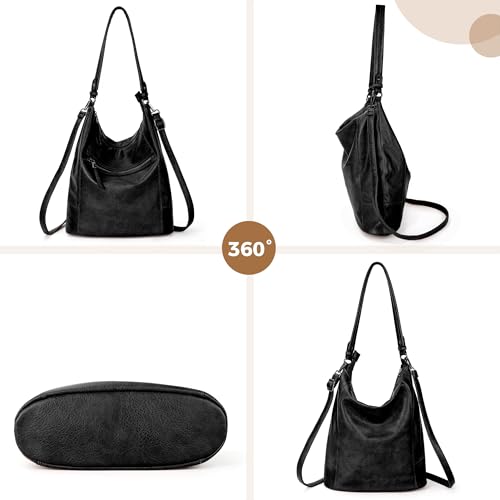 TANTOMI Hobo Bags Purses for Women, Women's Crossbody Handbags and Shoulder Bag, Multi-Pocket Large Hobo Purse - color: Black.b