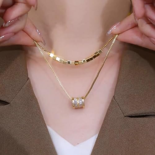 Gold Necklaces for Women Gifts - 14K Gold Plated Necklace for Women Necklaces for Her Tiny Fashion Jewelry for Teens，for Women Friends Jewelry Gifts，Necklace Gold Jewelry Birthday Gifts - style: Double layered necklace