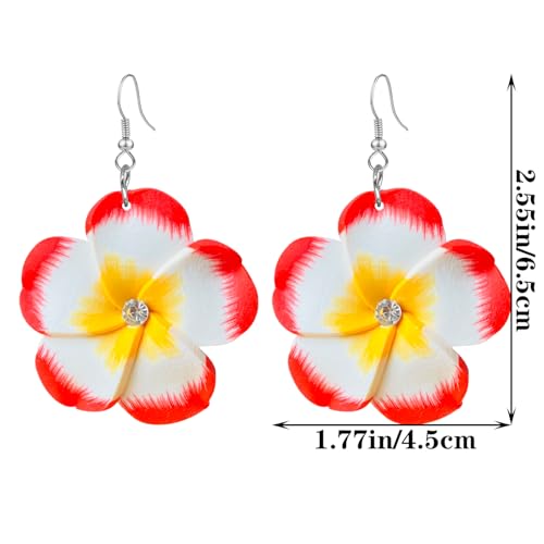 4 Pairs Tropical Bohemian Dangle Earrings For Women Hawaii Plant Daisy Flower Drop Earrings Set - color: style-3