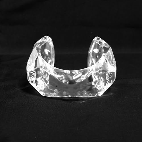 Acrylic Crystal-Cut Statement Cuff Bracelet | Bold Handmade Sculptural Jewelry | Diaphanus Brilliance Clear Wide Wrist Cuff | Satin Finish Lightweight Wrist Cuff