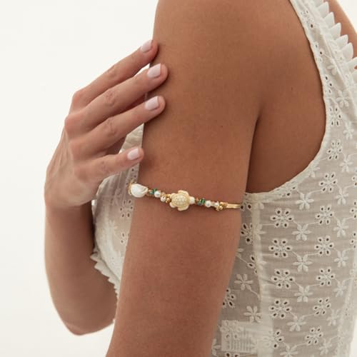 XAM Arm Cuff Upper Arm Bracelet for Women Adjustable Flower Sea Shell Leaf Feather Open Upper Arm Bangle Bracelet Boho Summer Holiday Jewelry - color: StyleC