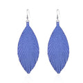 Large Genuine Soft leaf Leather Handmade Fringe Tassel Feather Lightweight Tear Drop Dangle Color Earrings for Women - color: Blue