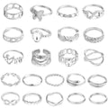 CHICUTIE Gold Knuckle Rings Set For Women Stackable Joint Finger Midi Rings Dainty Cubic Crystal Zirconia Hollow Twist Cute Pack Jewelry Gift - style: 22PCS SILVER