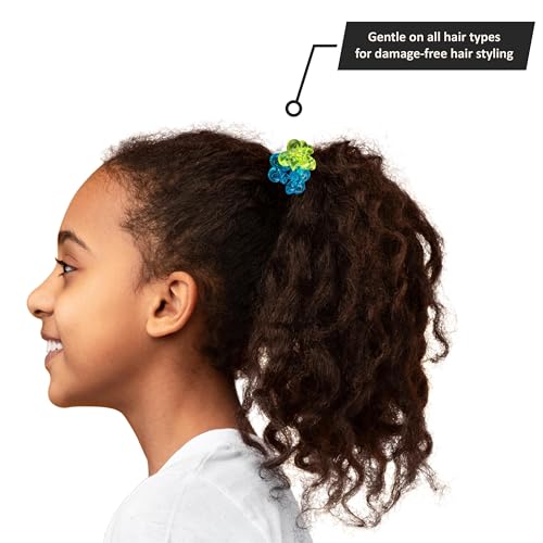 24pc Flower-Shaped Multicolored Twin Bead Ponytail Ball Elastics | Fun Colorful Hair Ties & Accessories for Girls, Kids & Toddlers. No-Slip Hold. Kids Hair Bands - So Cute - color: Flower-Shaped