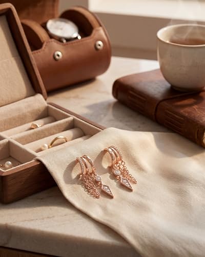 MUMREUES Gold Earrings for Women Trendy 14K Gold Plated Dangle Earrings Small Hoop Huggie Drop Stud Earrings Cubic Zirconia Simple Minimalist Dainty Chain Tassel Hypoallergenic Earrings - color: Chain & Rose Gold