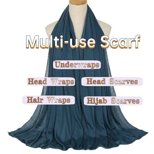 Head Wraps for Black Women, Breathable Headwrap Soft Long Hair Wraps Wide Headscarves for Locs Braids - color: Dark Teal
