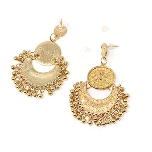 Honbay Bohemian Fashion Earrings National Style Retro Earrings Gypsy Dangle Earrings - color: Gold