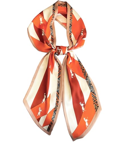 Purse Scarf For Handbags Head Scarves For Women's Hair Bags Scarfs Long Skinny Scarves Fashion Silky - color: A21-orange Horse