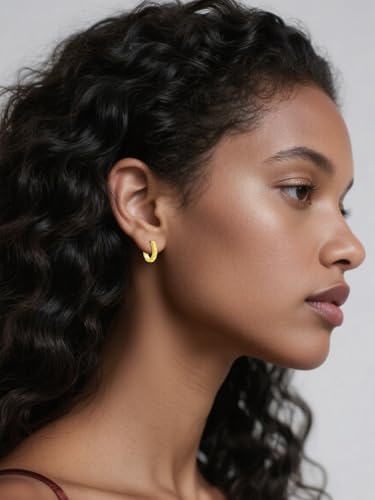 14K Gold Hoop Earrings for Women Hypoallergenic Lightweight Gold Huggie Hoop Earring Jewelry Gift - style: C-15mm