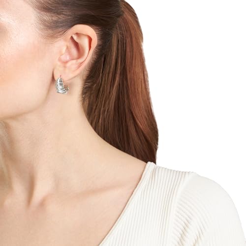 Amazon Essentials Plated Tailored Hoop Earrings - color: Silver, size: L: 0.79" X W: 0.47"