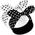 Hicarer 2 Pieces Polka Dot Headband Bandana Headband 50s Costume Hair Accessories Bows Wide Head Wrap for Women(Black, White,Big Dots) - color: Black, White, style: Big Dots