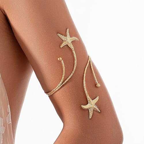 Frodete Arm Cuff Bracelet for Women Gold Upper Arm Jewelry Bangle Cuff Bracelets Starfish Shell Beach Jewelry Trendy Stuff Gifts - color: A1:arm cuff