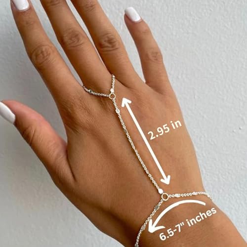 choice of all Hand Chain Bracelet Gold Finger Ring Bracelet Hand Chain for Women Trendy Birthday Jewelry Gifts - color: A7:Silver Hand Chain