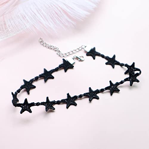 Nova&Aria Chokers Set For Women Heart Choker Necklaces Flower Pendant Velvet Cute Pink Turquoise Blue White Black Choker Necklace Christmas Colorful Lace Chokers - color: Black