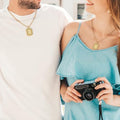 LETFLY Initial Necklaces for Women Men, 18K Gold Plated Letter Cross Pendant Necklace Alphabets A-Z Figaro Chain Jewelry Gifts - color: Square, style: Letter Q