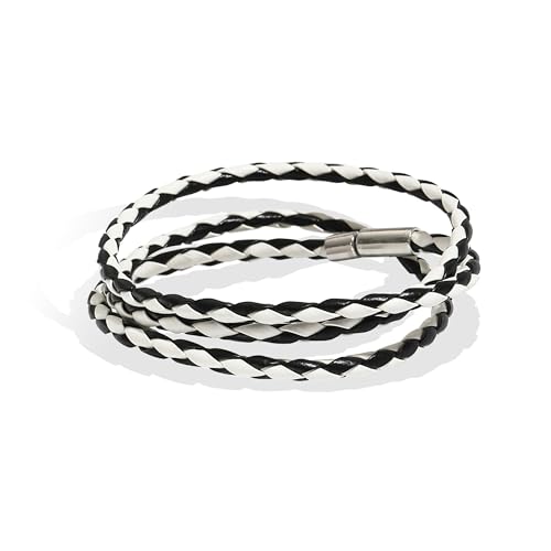 Long tiantian Boho Bracelets for Women Western Jewelry for Women Leather Wrap Bracelets Stackable Bangle Western Outfit for Women - color: pulsera para hombre(white)