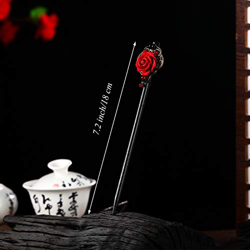 3 Pieces Chinese Hair Stick Japanese Retro Wooden Hairpin Flower Hair Chopsticks Handmade Classic Geisha Hair Accessories for Long Hair