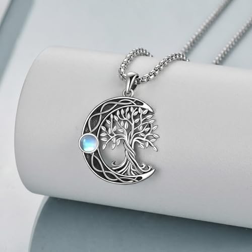 ONEFINITY Tree of Life Necklace 925 Sterling Silver Abalone Shell Celtic Knot Pendant Necklace for Women Jewelry - style: Moonstone Tree