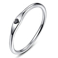 925 Sterling Silver Heart Ring for Women, 1mm Ultra Thin 14K Plated Gold Hypoallergenic Wedding Band with Black/Yellow/Red/Blue/Pink Love, Promise Stack Travel Jewelry Gifts Size 5-10 - color: A-Silver-Black