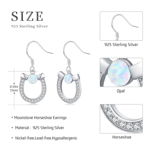Western Earrings for Women 925 Sterling Silver Turquoise Western Country Dangle Drop Earrings Country Jewelry Gifts for Cowgirl Cowboy - style: Horseshoe-2 Opal