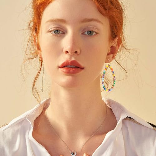 PEALICIOUS Summer Earrings for Women, Teardrop Boho Earrings Dangling Gold Hoop Earrings as Vacation Beach Jewelry, Beach Earrings Statement Gold Earrings for Her as Summer Gifts Wedding Accessories - color: Colorful