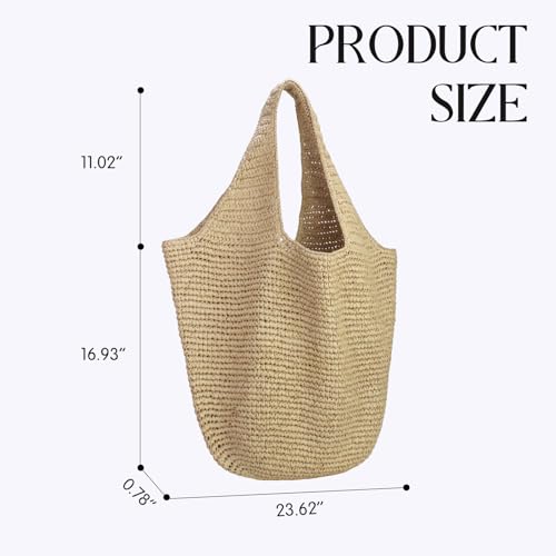 Beach Bags for Women,Summer Soft Large Woven Shoulder Handbags Boho Straw Tote Bags for Travel Vacation 2026 - color: Beige