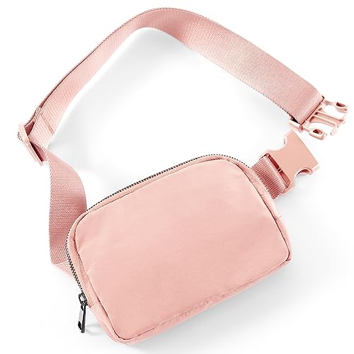 ODODOS Unisex Mini Belt Bag with Adjustable Strap Small Fanny Pack for Workout Running Traveling Hiking, Light Pink - color: Light Pink