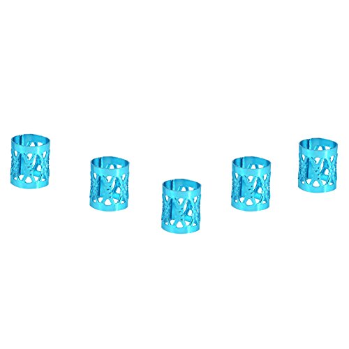 100PCS Braiding Beads Metal Cuffs,New Colorful Dreadlocks Beads Hair Braid Rings Clips Dread Locks, Rings Cuff Hair Decoration Braiding Filigree Tube Hair Jewelry (blue) - color: blue
