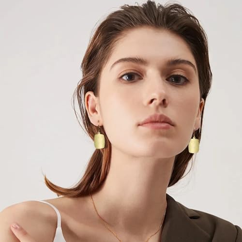 14K Gold Dangle Earrings for Women，Lightweight Circle Disc Coin Geometric Flat Brushed Drop Earrings, Hypoallergenic Leverback Earrings Jewelry - color: B-14K Gold