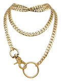 paloli Women's Slip Chain Rainbow Heart O-Ring Chunky Chain Necklace, Rays Cuban Long Layered Jewelry, Adjustable Lariat Y-Necklace Heart Loop Choker - color: M-Oring-Gold