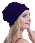 osvyo Chemo Headwear Turban Cap for Women - Cancer Beanie Hair Loss Sealed Packaging - color: Cotton Navy Blue